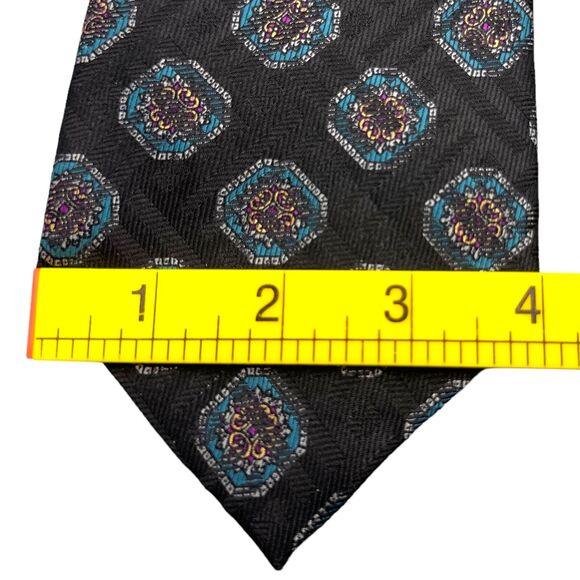 Albert Nipon Mens Necktie Patterned Multicolor Medallion 100% Silk 57 inches - Picture 9 of 11